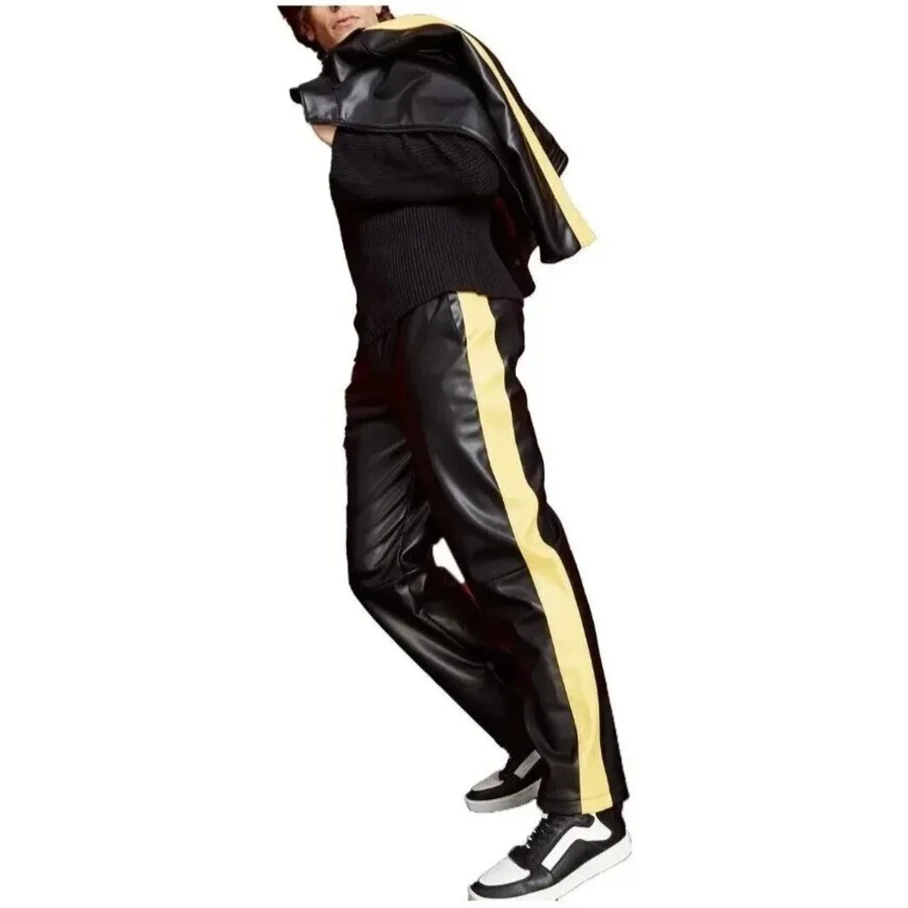NWT! Royalty by Maluma Men's Faux Leather Mid Rise Straight Leg Pants Black 30